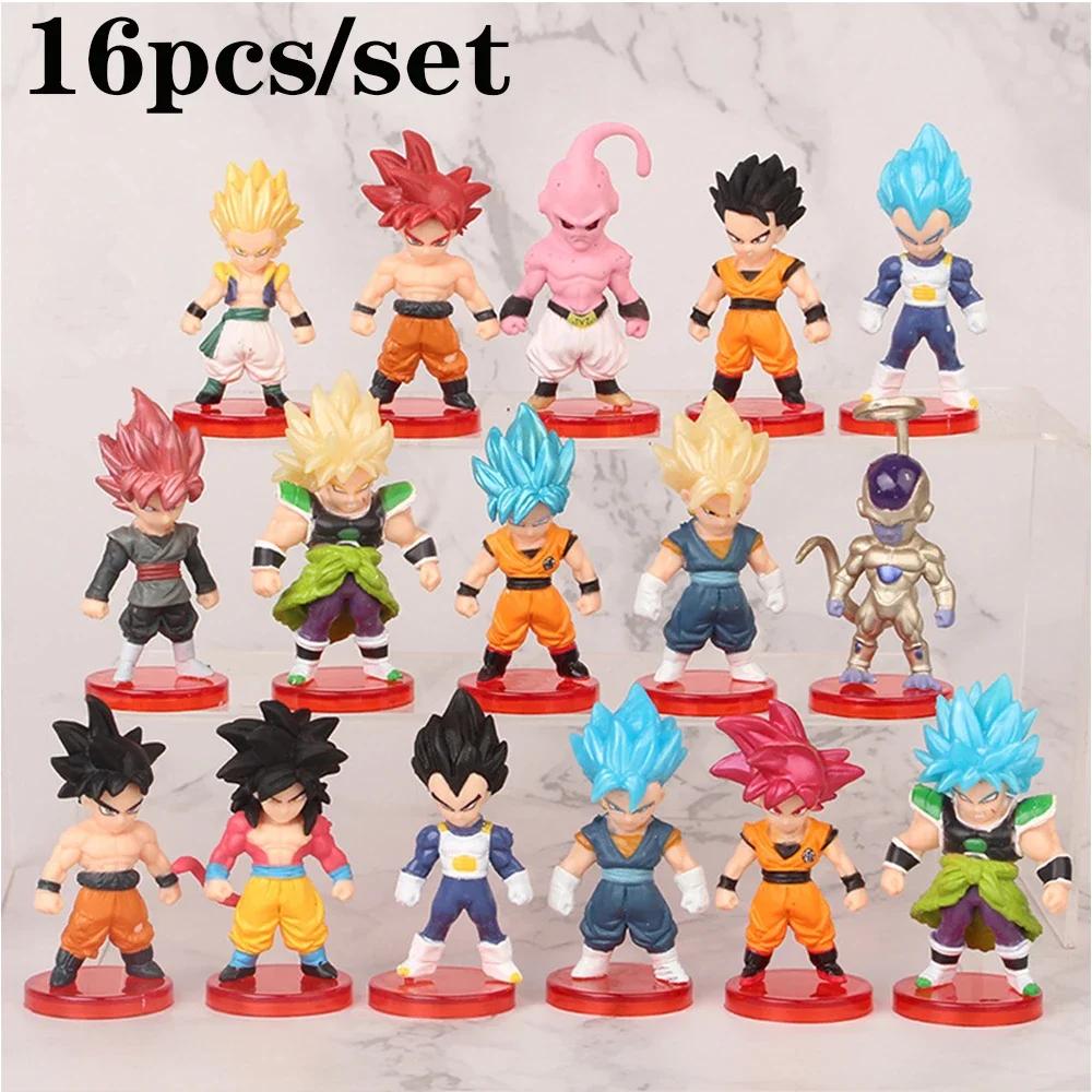 8/16/21Pcs Dragon Ball Z Set Super Son Goku Vegeta Broly Buu Action Figure Anime Figurines Ultra Instinct Model Gifts Toys