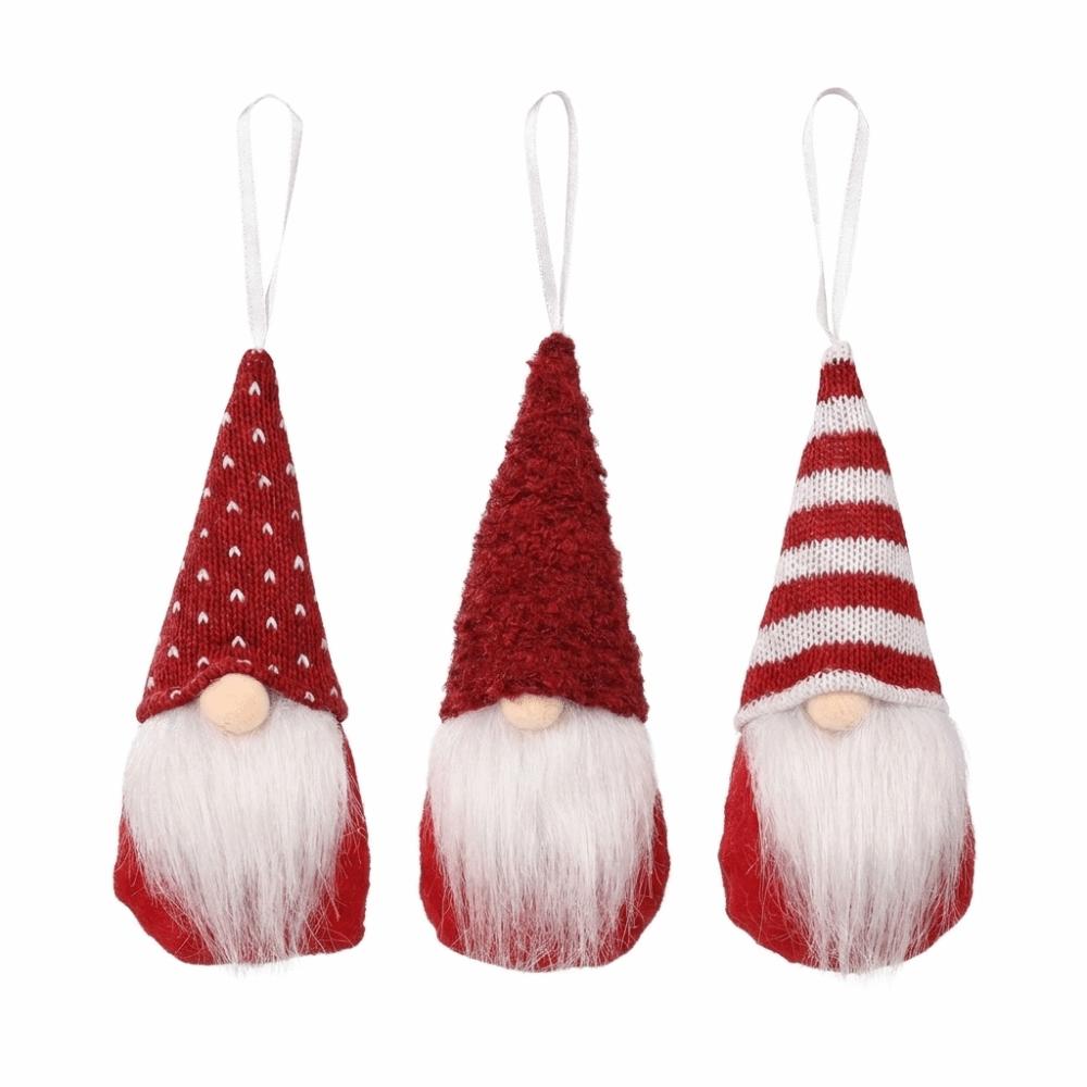 3pcs Handmade Christmas Knitted Doll Pendant Reusable Christmas Tree Decoration Gnome Doll Gifts