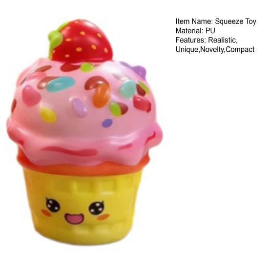 Brinquedo de Aperto em Formato de Casquinha de Sorvete Dessert Realista Fidget Temático para Alívio do Estresse Macio com Subida Lenta Fofo Gadget de Descompressão para Crianças Adultos Novidade Festa