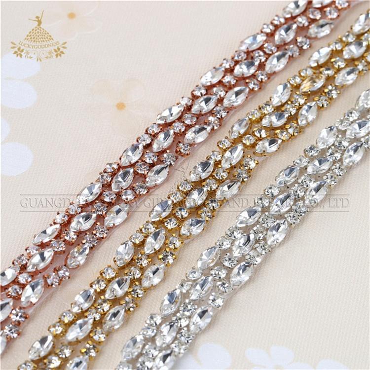 Newest Crystal Strass Rhinestone Trimming Waist Decorated Sash for Wedding Dresses Belts