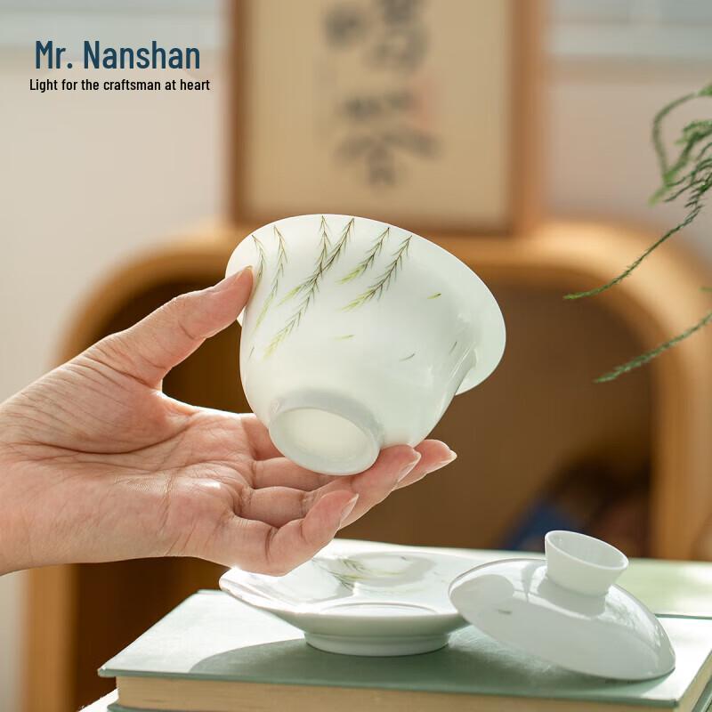 Nanshan Mr. Hand-painted White Porcelain Sancai Gaiwan