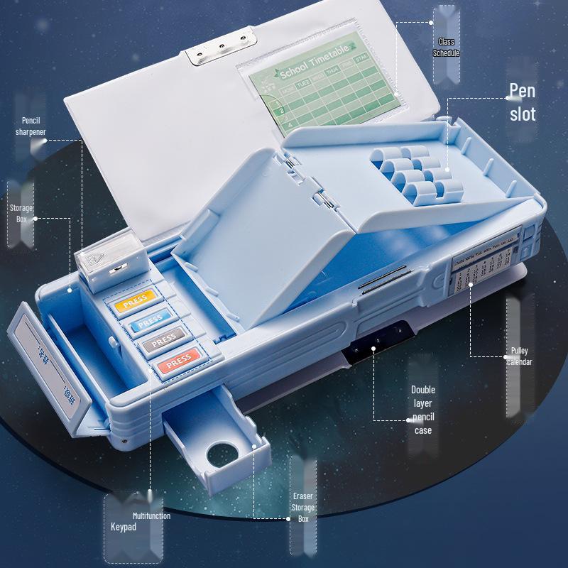 Doppelseitiges Astronauten-Federmäppchen für Jungen: Multifunktional, Verformbar, Große Kapazität mit Knopfmechanismus und Geheimfach