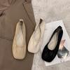 Women Soft Leather Ballet Flats Comfortable Square Toe Slip  Shoes Street Style Ladies Casual Daily Wear Dress Loafers Shoes