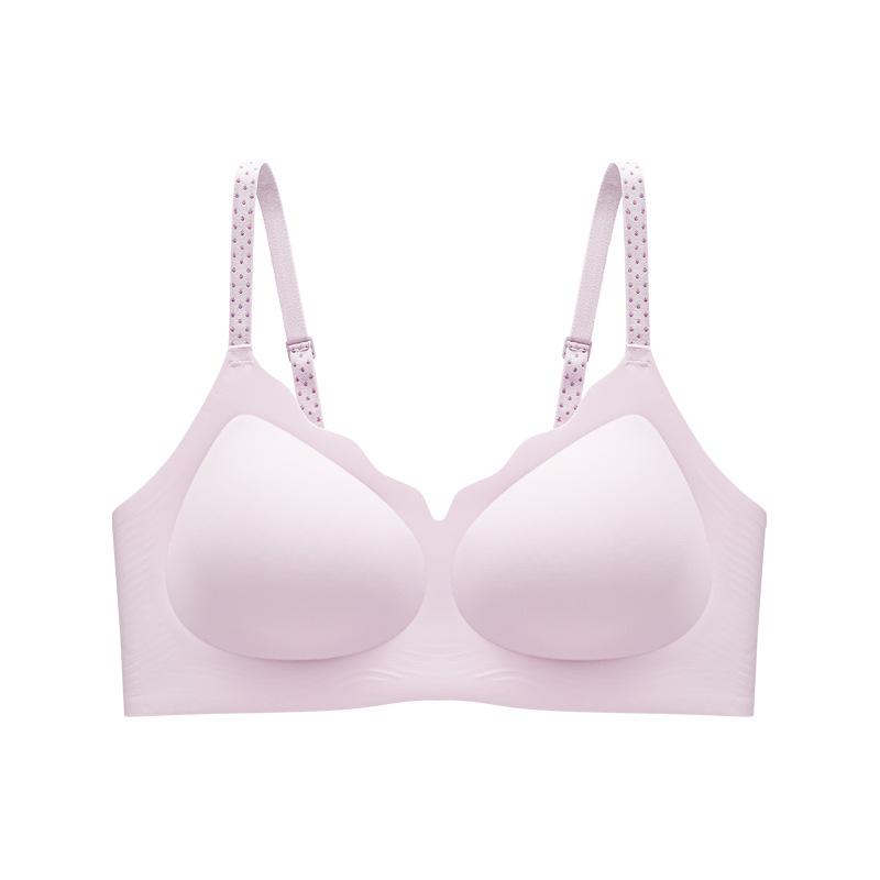 Splicing polka dots, breathable mesh, non-marking gathering, upper support, sub-breast fixing cup, comfortable bra