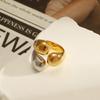 18k Gold-Plated Two-Tone Stainless Steel Geometric Open Ring for Women