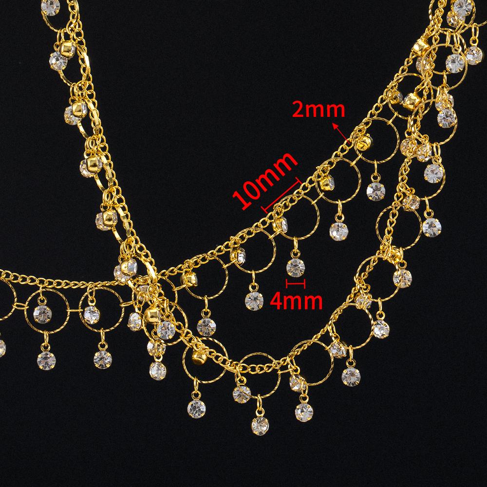 

50CM Transparent Crystal Round Charm 10mm Circle Tassel Beaded Copper Short Waist Chains Necklace Bracelet DIY Jewelry Making 0.5m