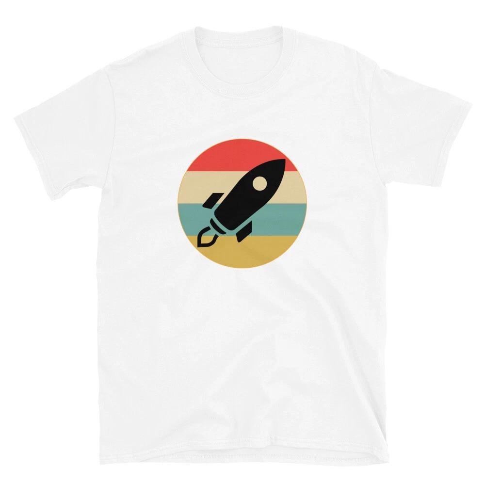 Stocks to the Moon Space Ship T- Shirt trader black outline Tee S