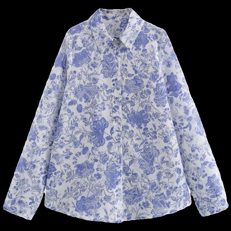 Fashion Style 2024 Summer New Women's Clothing Fashion All-Match Temperament Long Sleeve Print Shirt 2492054 044
