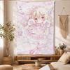 Cute Chibi Neko Lolita Anime Girl Tapestry Pink Wall Hanging Room Decor