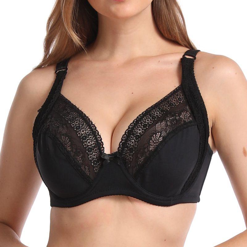Women Daily Plus Size Brassiere Sexy Lace Ultra Thin Full Cup Bra Comfortable with Wire Bras E Cup 6017