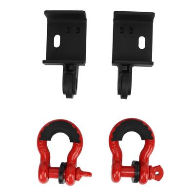 1 Pair Front Tow Hook Bracket with 34 Inch Shackles Heavy Steel Winch Tow Mounting Plate