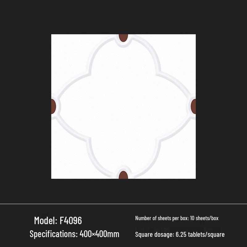 400x400 Zelená francouzská retro dlaždice s malým květinovým vzorem pro kuchyň, koupelnu, balkon a podlahu