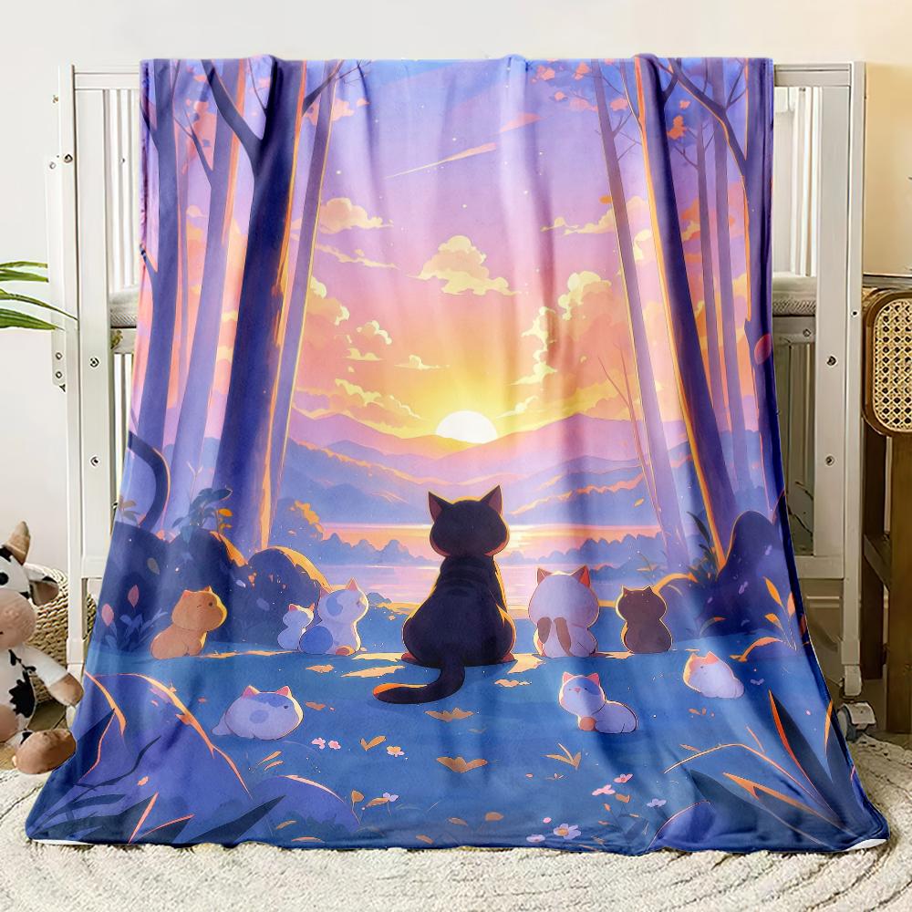 Cute Animal Theme Cats Dogs Lover Flannel Blanket Gifts Soft Warm Thin Blankets for Sofa Bed Car Camping All Season Customizable