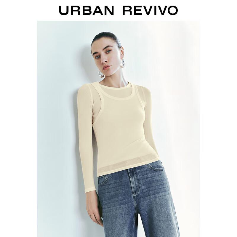 UR Women s Faux Two-Piece Layered Long Sleeve T-Shirt S