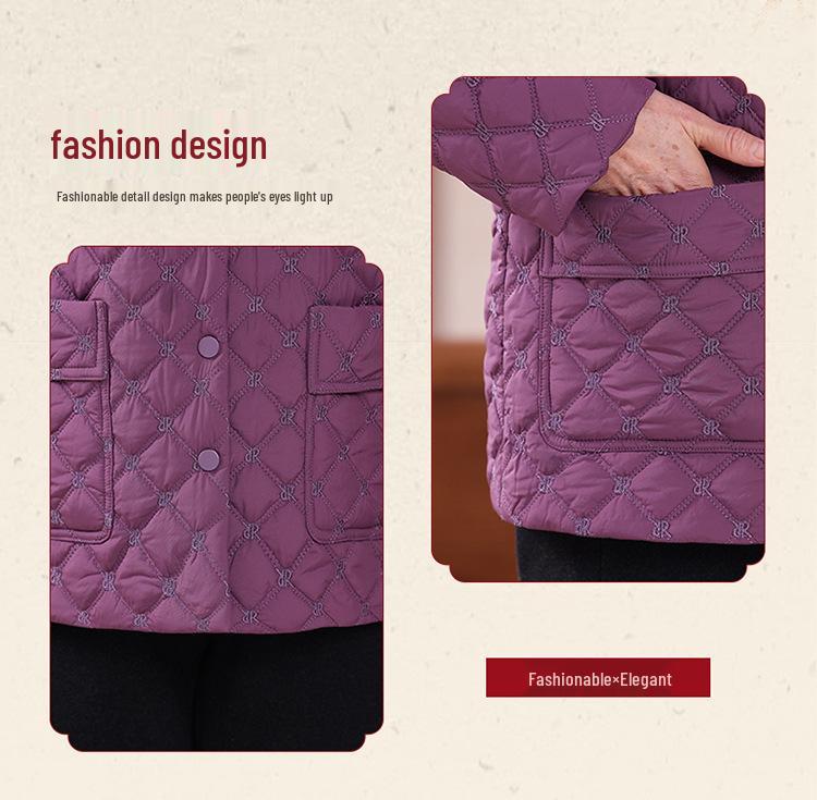Mom's 2025 Lightweight Autumn-Winter Cotton Jacket for Middle-Aged & Elderly Women - Warm, Thin, Small Cotton Coat for Grandma