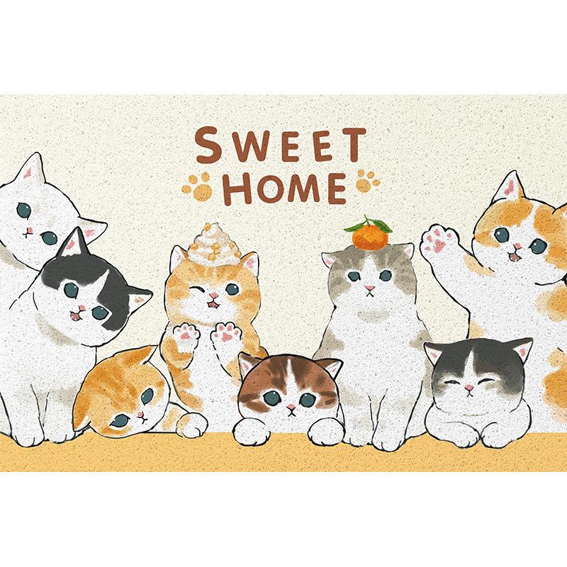 Cartoon Cat Silk Circle Porch Shoe Changing Area Foot Pad Household Easy Cleaning Non-Slip Pad Can Be Cut Into The Door Floor Mat