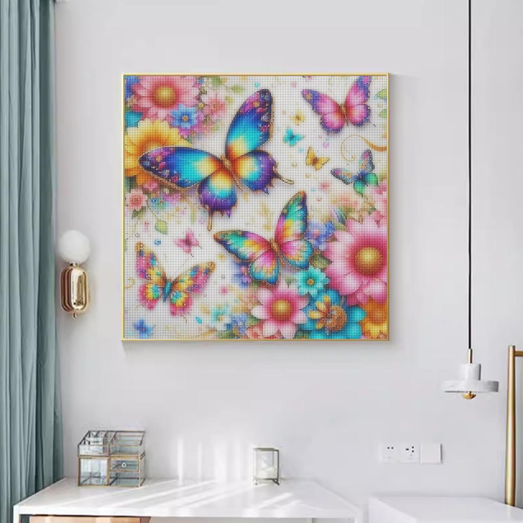 CHENISTORY 5d Diamond Painting New Square Rhinestones Colorful Butterflies Floral Diamond Embroidery Cross Stitch Mosaic