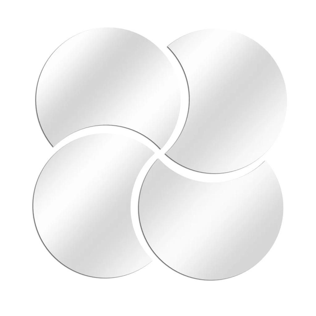 4pcs Semi-circle Mirror Wall Stickers Acrylic Decal DIY Self-adhesive Mirror Art Wall Decoration Office Background Wall Decor