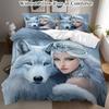Beauty And Wolf Bedding Set Soft Polyester Duvet Cover Set Quilt Cover With Pillowcase For Bedroom Decor Birthday Gift For Girls