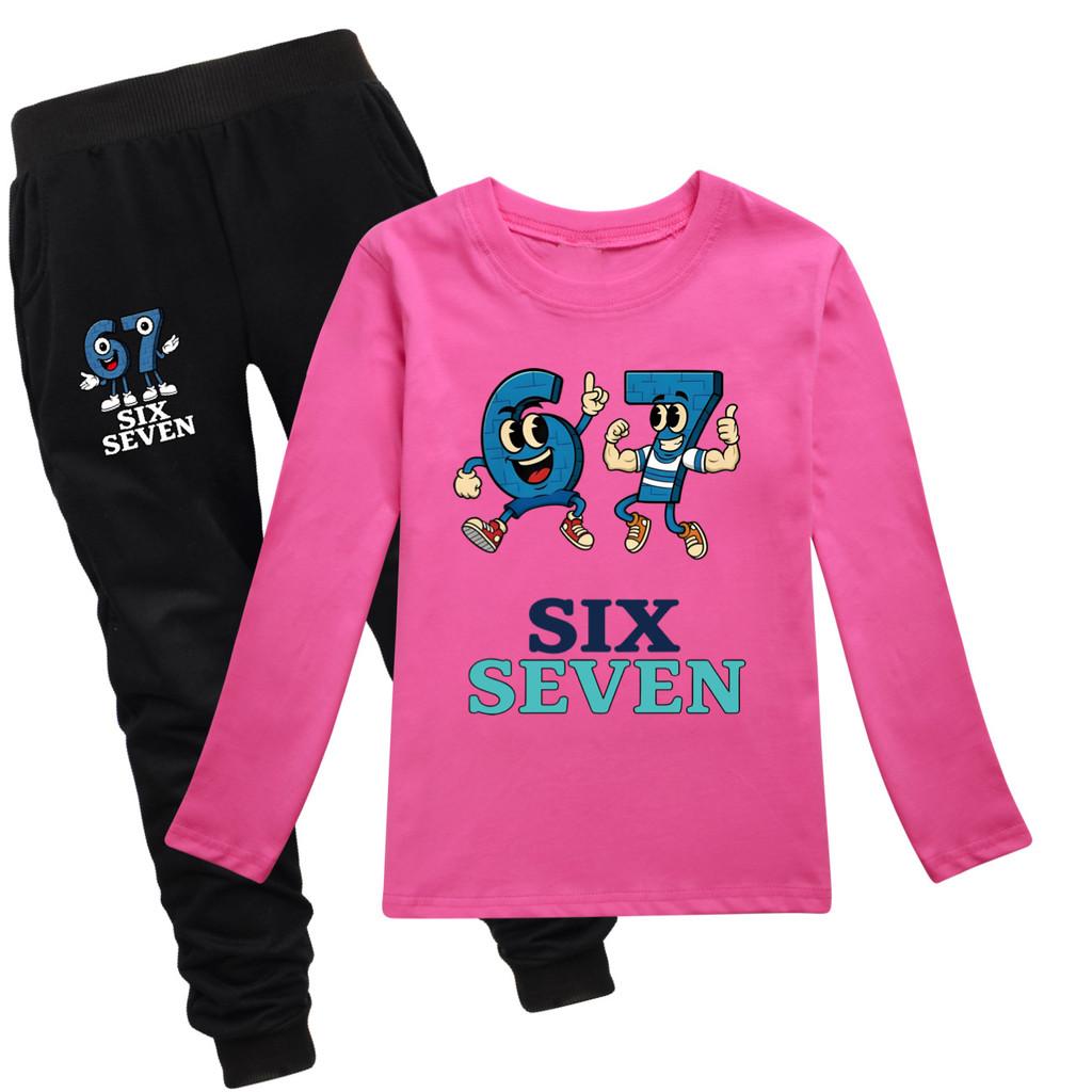 5225 Kinder Jungen Mädchen Steal a Brainrot 67 Print T-Shirt Hose Kleidung Set