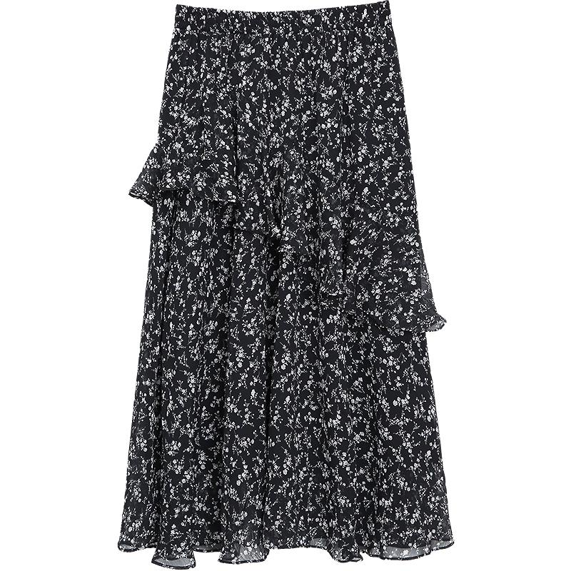 Betu Women's Floral Ruffle A-Line Midi Skirt