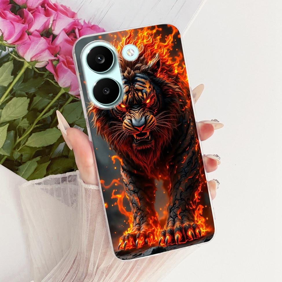 6.59'' Case For Xiaomi Poco X8 Pro 5G Cover Transparent Fashion Flowers Cute Cat Cool Painted Soft Casing 2511FPC34G