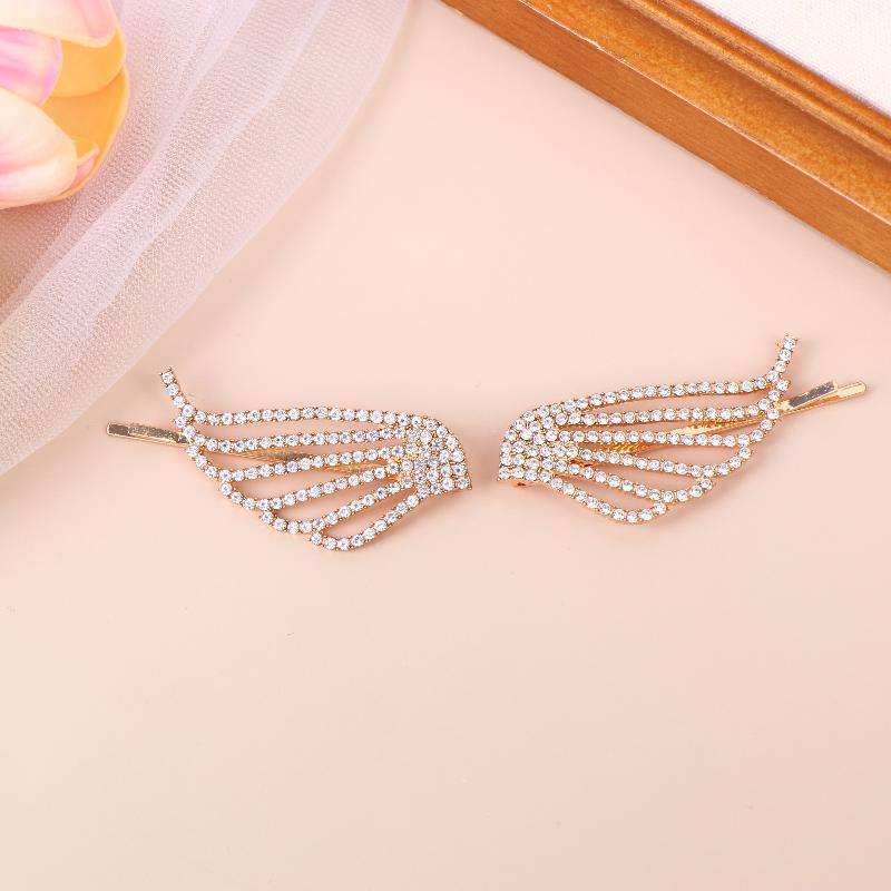 1/2Pcs Fashionable Shiny Angel Wings Hairpins Rhinestone Metal Hair Clips Women'S Hair Ornaments