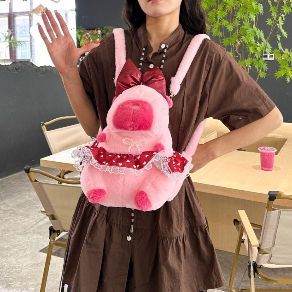 Shoulder Bag Capybara Plush Backpack PP Cotton Stuffed Capybara Knapsack  Kid Girl Boy