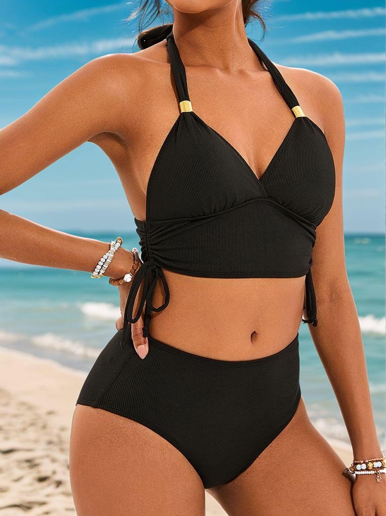 Women's Swimsuit Tankini Back Ties Drawstring Bikini Beachwear Bathing Suits