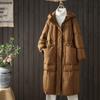 Women White Duck Down Long Jacket Casual Loose Autumn Winter Outwear Hood Warm Coat Big Pockets Korean Style