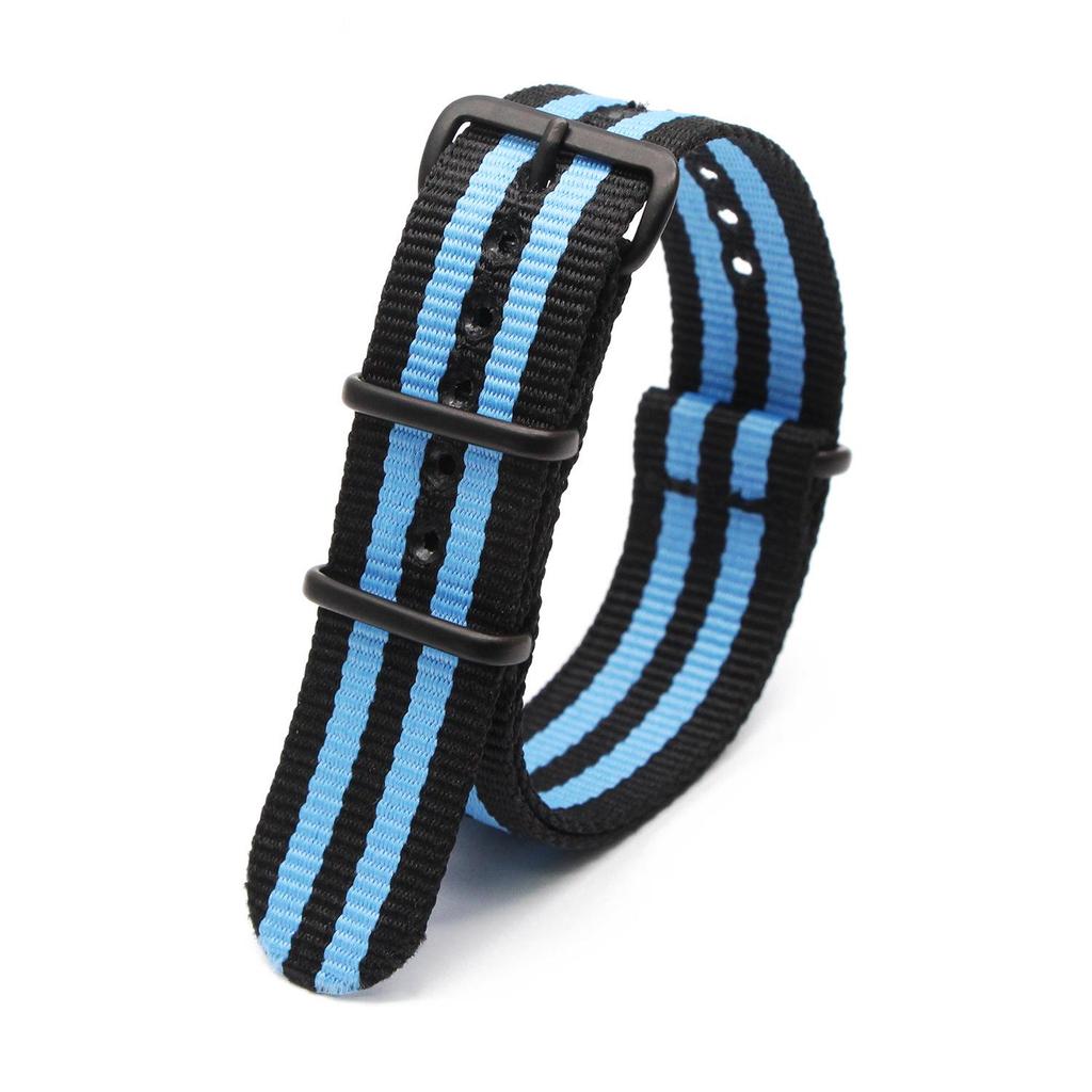 Black Nylon & Canvas Watch Strap with Vacuum-Plated Buckle