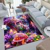 Enchanted Forest Mushroom Design Non-Slip Polyester Area Rug - Durable & Machine Washable Decorative Carpet Mat for Living Room,