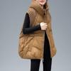 Women's Casual Brown Hooded Duck Down Puffer Vest - Windproof and Lightweight