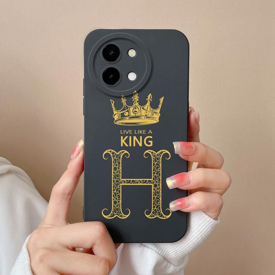 Case Cover For Vivo Y03 T3x Y28 Y38 Y200i T3 X Y 200i Pretty Queen Crown Letters Lens Protection Matte Soft Liquid Silicone Luxury Housing Phone Shell