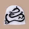 Autumn and winter retro contrasting color dragon jacquard knitted hat men and women warm personality street outdoor hip hop pullover hat