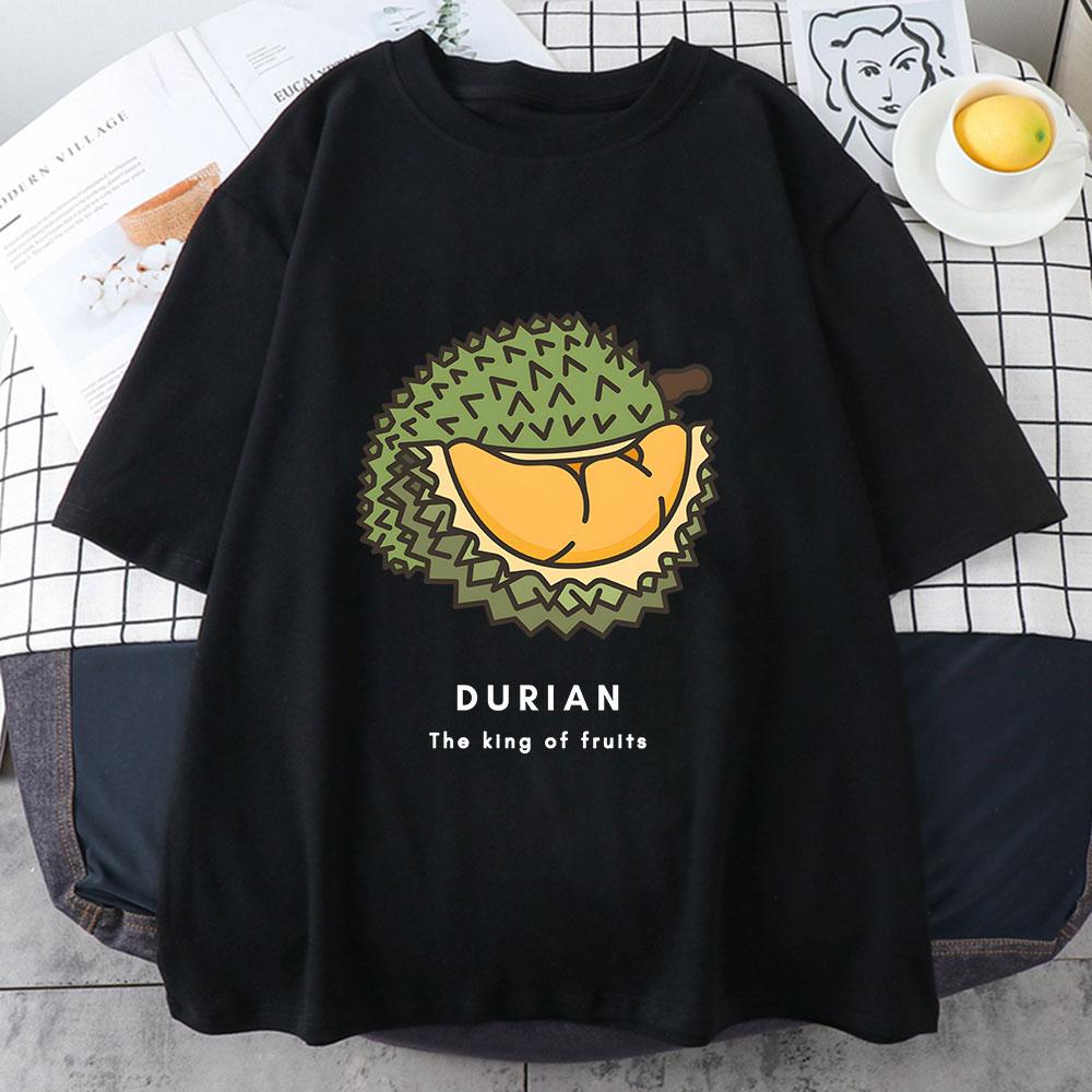 Durian T-shirt Women/men Tshirts 100% Cotton High Quality Shirt Graphic Print Short Sleeve Summer Loose Tees Fashion Casual Tops