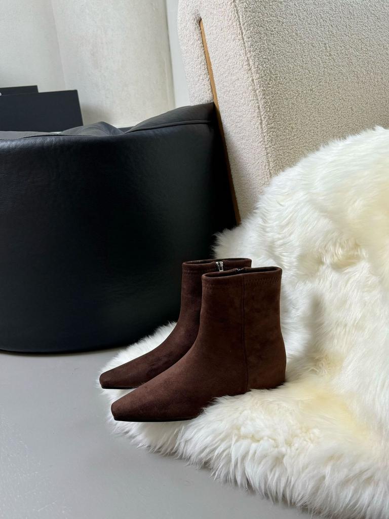 New Spot 2025 Korean Retro Suede Thin Boots Heightened Square Head Short Boots Women's Versatile Autumn and Winter New Women's Boots