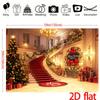 2D flat 1 Christmas luxurious hall polyester background fabric, magnificent staircase, suitable for Christmas home decoration