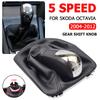 Car Gear Shift Knob 5 Speed For Skoda Octavia 2004 2005 2006 2007 2008 2009 2010 2011 2012 Auto Gear Shift Collars Leather Boot