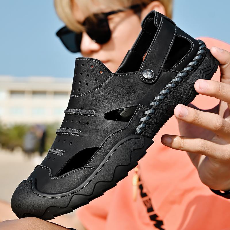 Nové letní pánské sandály prodyšné plážové sandály pánské boty pro volný čas Vysoce kvalitní kůže prodyšné pánské boty velká velikost