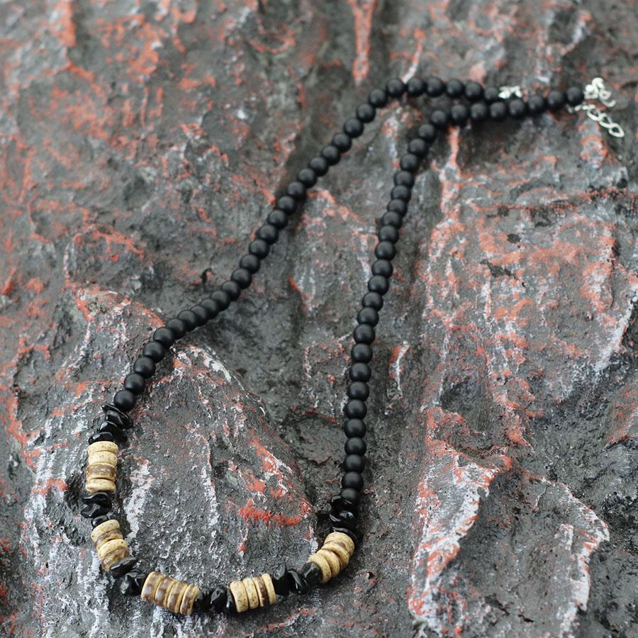 Fashion Men Necklace 20 Inches Natural Tiger Eyes Blue Howlite Stone Collar Hiphop Accessories Coconut Husk Beads Colar Jewelry