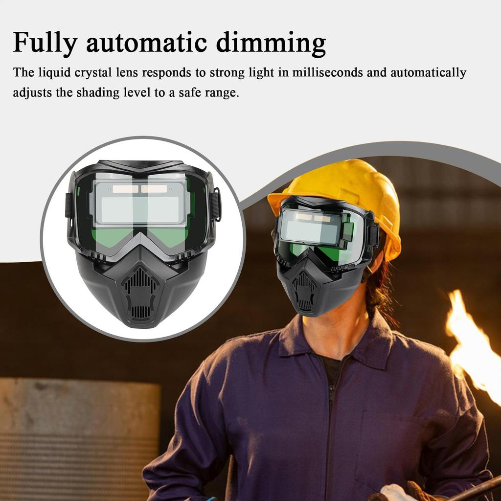 Maschera Speciale per Saldatura e Taglio Anti-Riflesso Radiazioni Anti-Polvere Anti-Appannamento Casco per Saldatura Auto-Oscurante