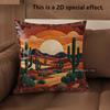 2D Southwestern Desert Sunset Throw Pillow Covers Pattern Cushion Cover Suitable For Sofa Bedroom Car Pillow Cover