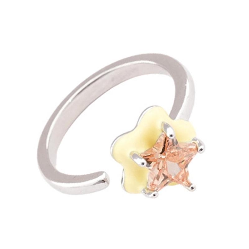 Elegant Square/Star/Heart/Oval Adjustable Ring Cubic Zirconia Embellished Copper Jewelry Trendy Stackable Accessory