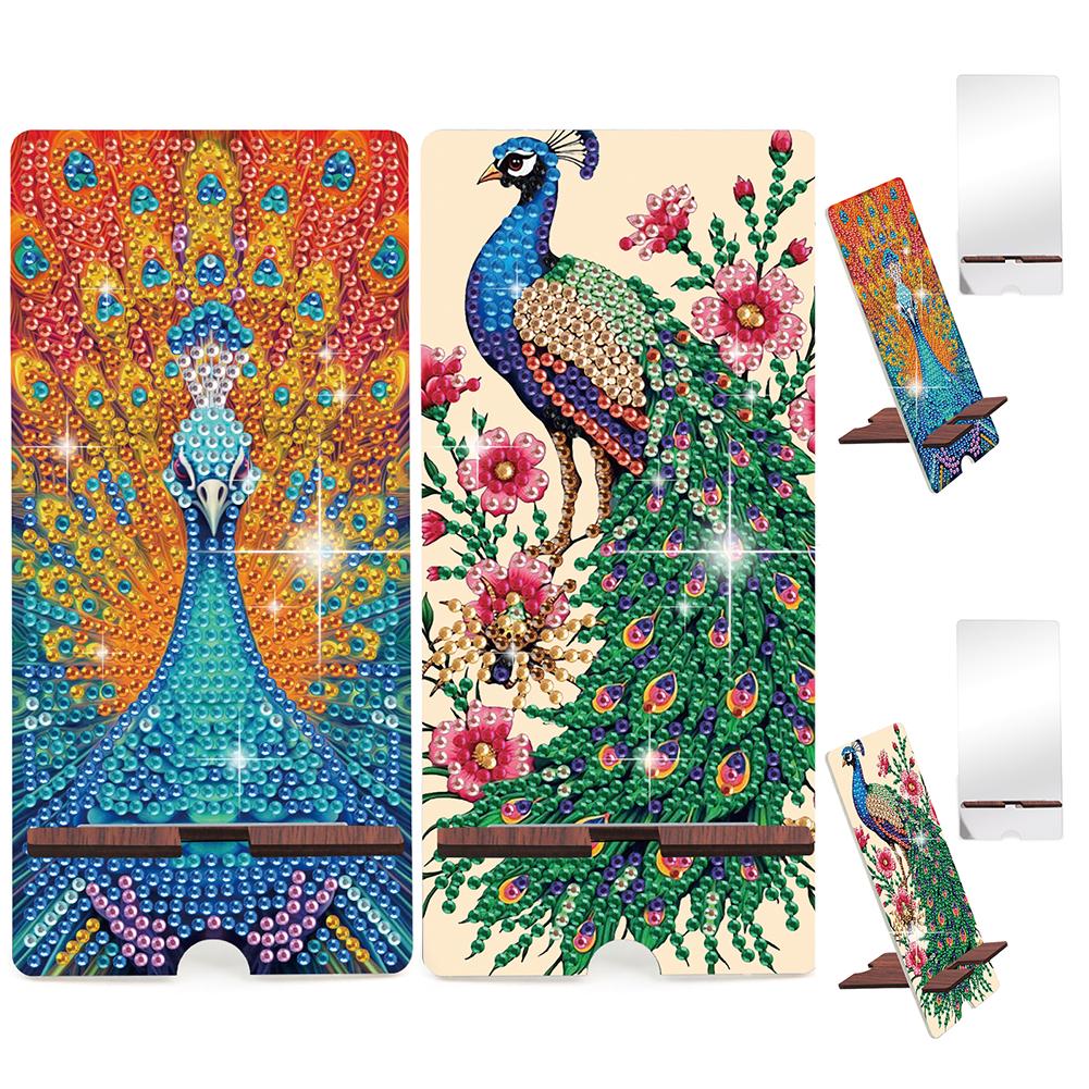 2pcs Acrylic Diamond Art Kits Phone Holder And Mirror 5D Diamond Art Phone Holder for Adults Creative DIY Craft Gift Set