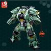 542pcs Sluban Green Warrior Robot With Chain Hammer Building Blocks Toys, Robot Battle Armor Assembling Educational Toys(No Box)