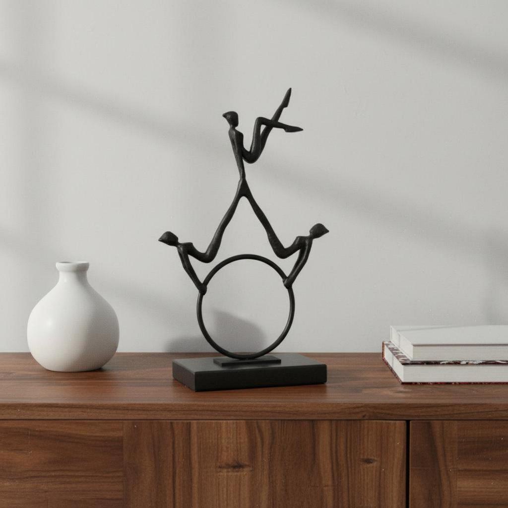 Iron Circle Figure Minimalist Abstract Person Sculpture Modern Nordic Metal