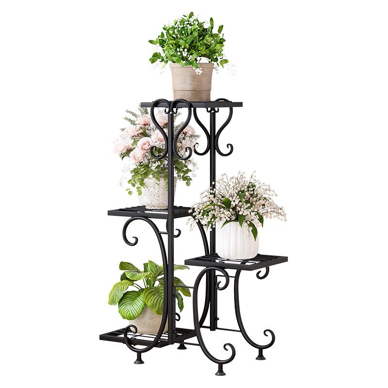 Multi-Tier Wrought Iron Plant Stand for Indoor & Outdoor Use