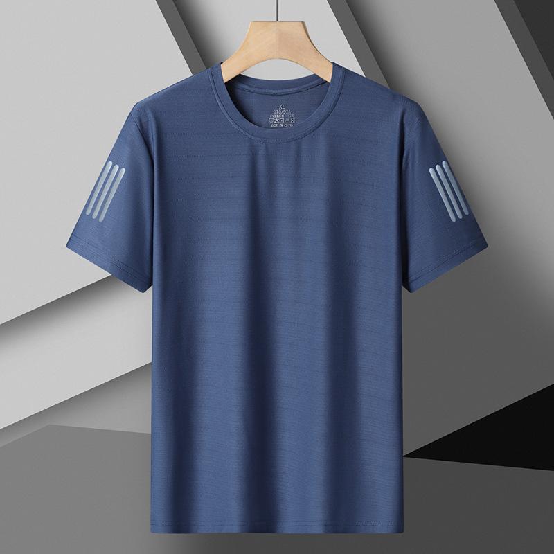 Ice Silk T-shirt Sports Running Fitness Quick-drying Breathable Large Size Outdoor Short-sleeved T-shirt
