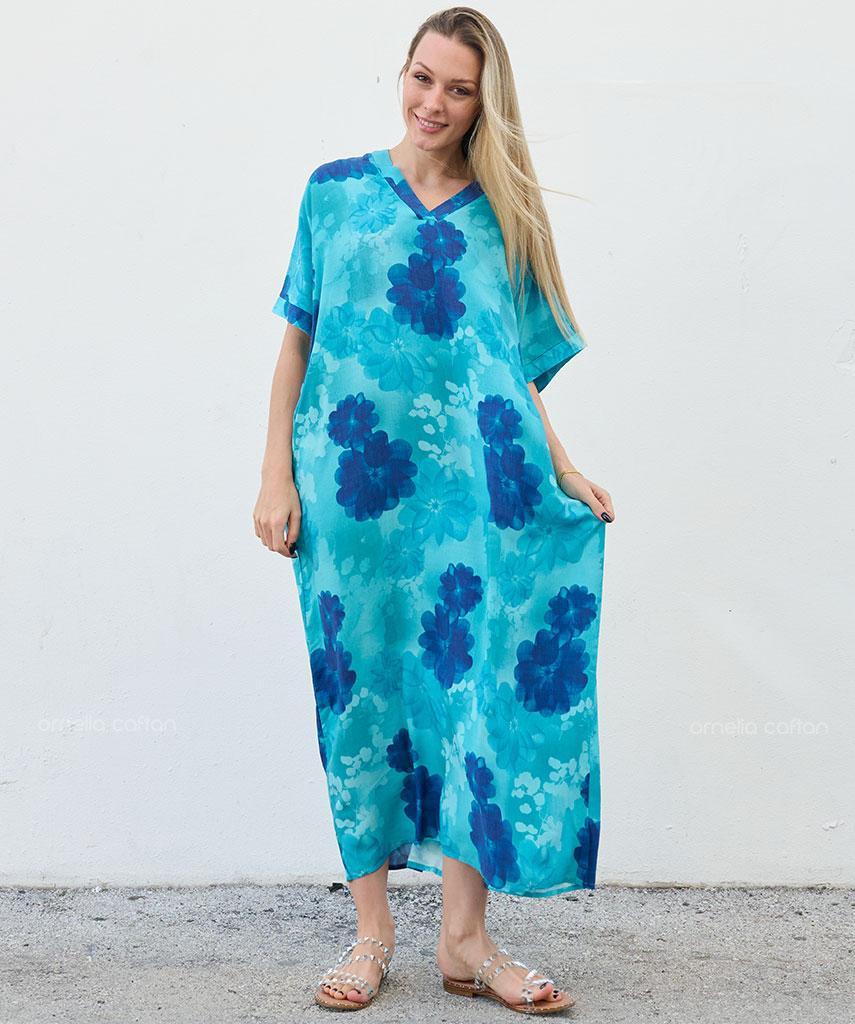 Summer Plus Size Loose Fit Vacation V-Neck Short Sleeve Maxi Dress Women Beach